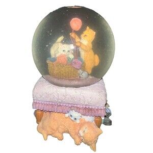 San Francisco Music Box Company Kittens With Yarn Mama Cat Sleeps Snow Globe